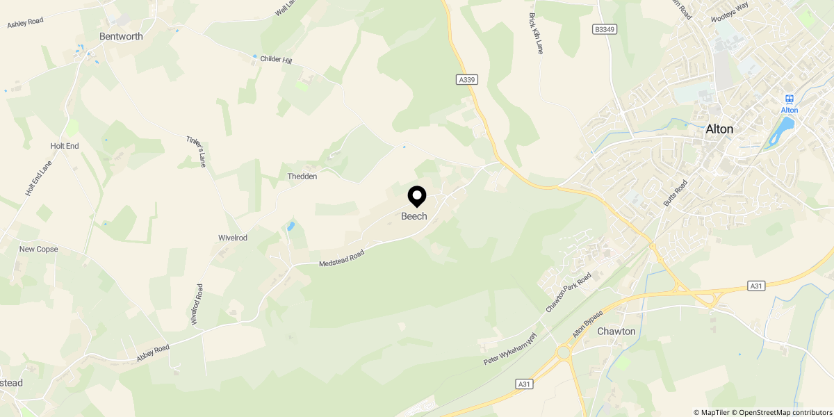 Approximate location of Wellhouse Road, Beech, GU34 4AQ