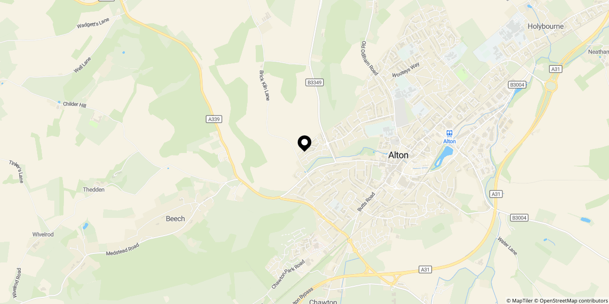 Approximate location of Keyworths Place, Alton, GU34 1GG