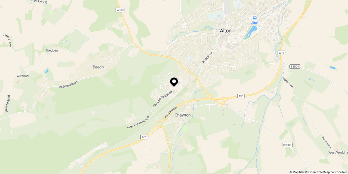 Approximate location of Connaught Way, Alton, GU34 1UB