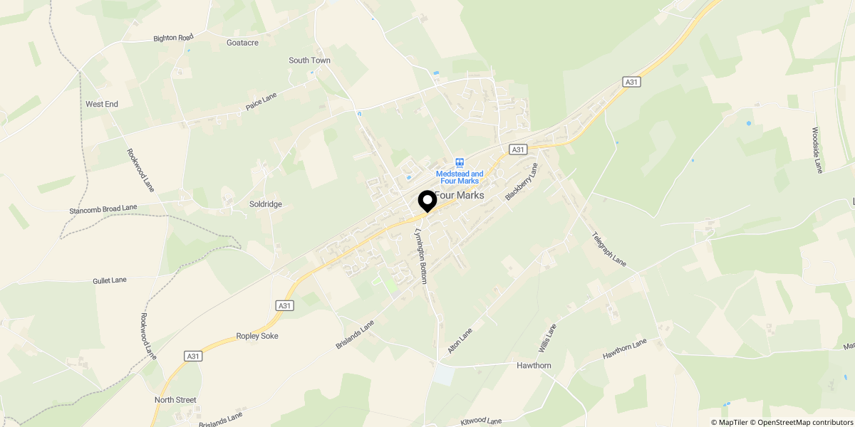 Approximate location of Reads Field, Four Marks, GU34 5XA