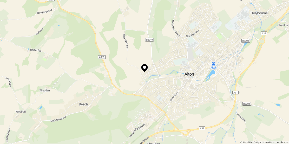 Approximate location of Northdown Way, Alton, GU34 1GF
