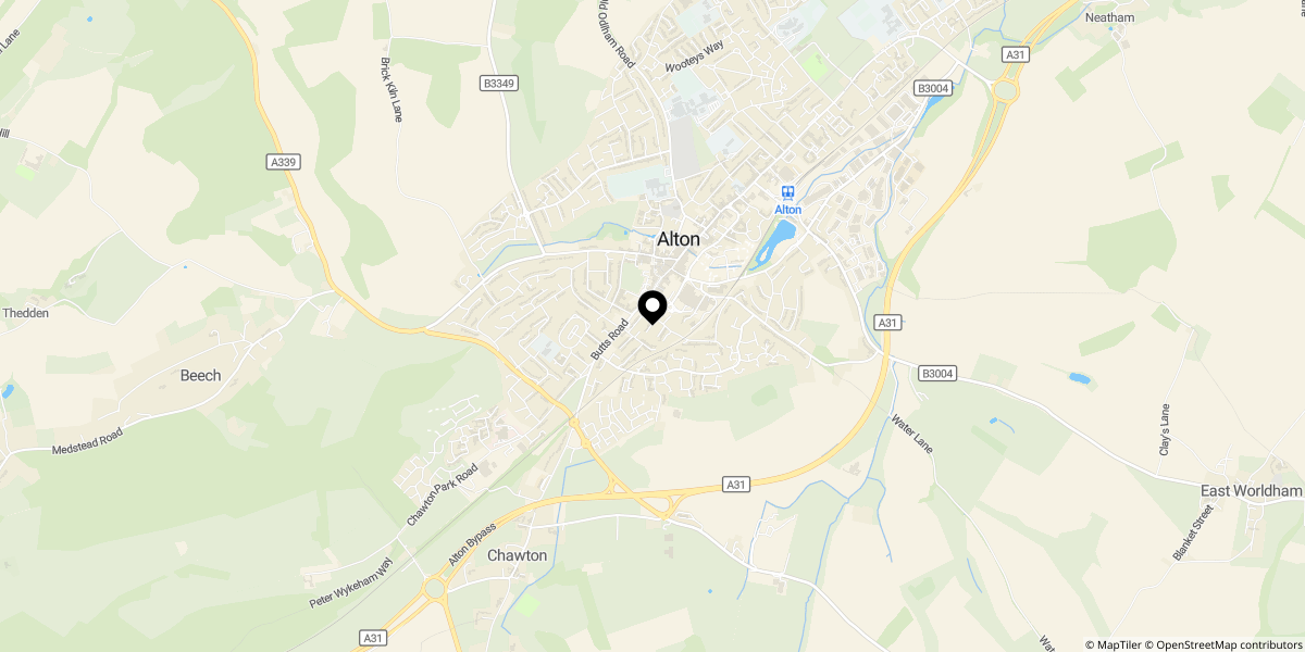 Approximate location of Maltings Close, Alton, GU34 1DT